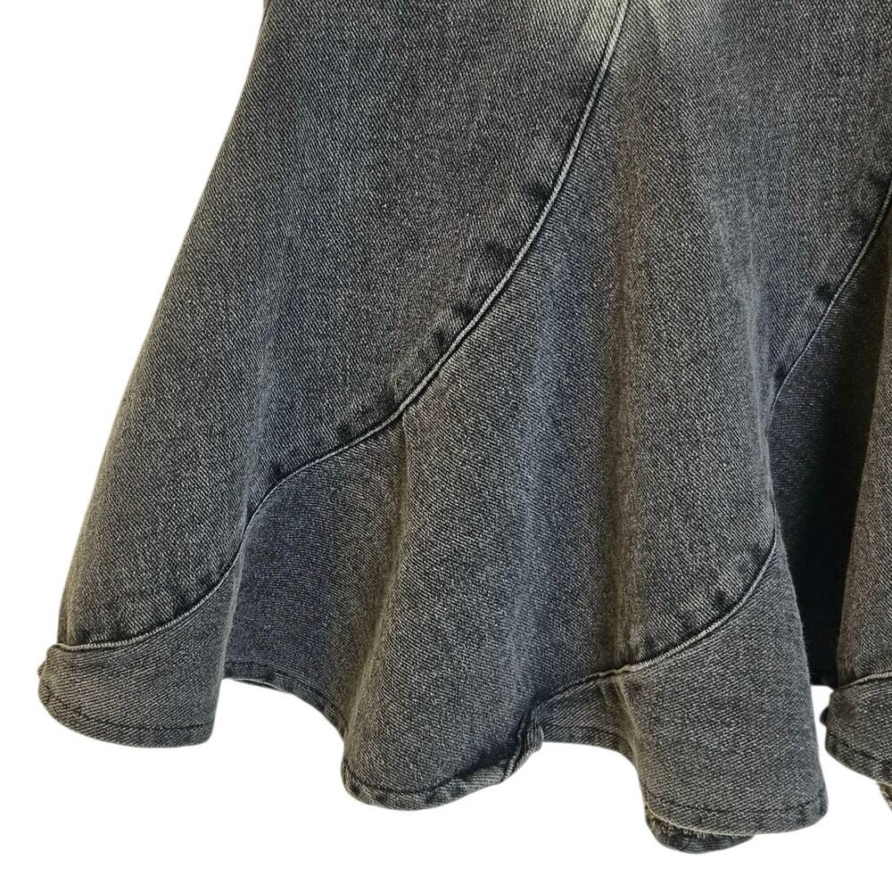 Vintage Y2K Black Faded Denim Jean Mermaid Flared Long Maxi Skirt - Picture 3 of 8